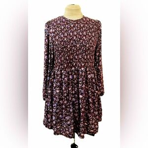 Old Navy Burgundy and Blue Floral Dress